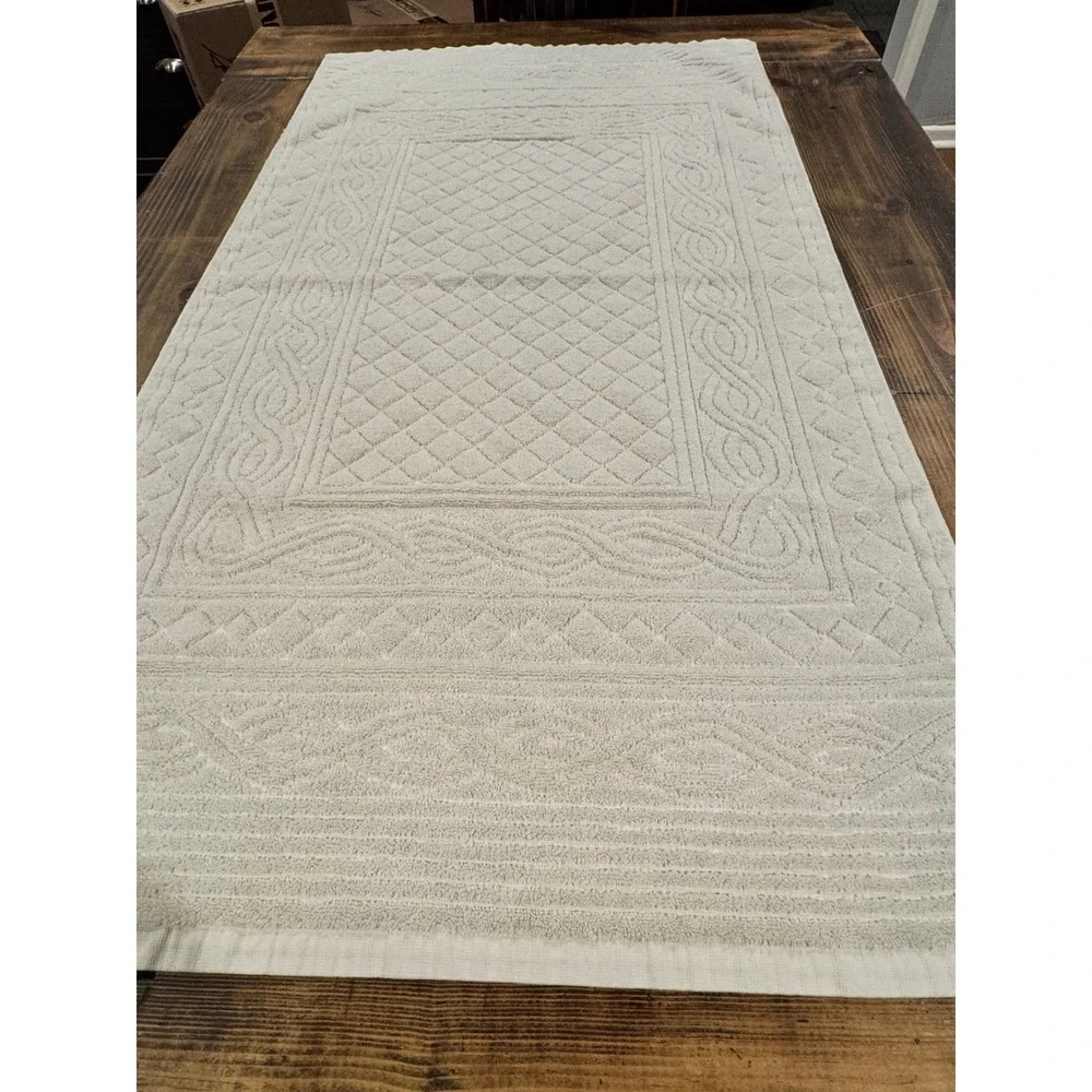Ralph Lauren 3pc Towel Set Blue White‎ Cotton Quilted Diamond Made in USA Luxury